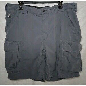 Duluth Trading Co Cargo Hiking Shorts, Sz XL, 100% Nylon Gray/Blue